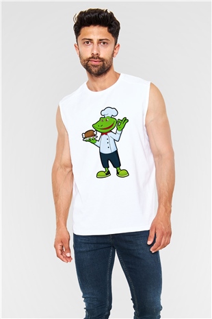 Aşçı Beyaz Unisex Kolsuz Tişört