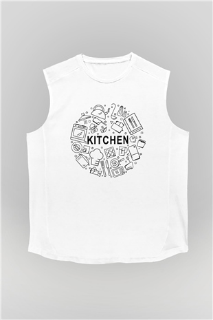 Aşçı Beyaz Unisex Kolsuz Tişört