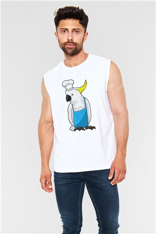 Aşçı Beyaz Unisex Kolsuz Tişört