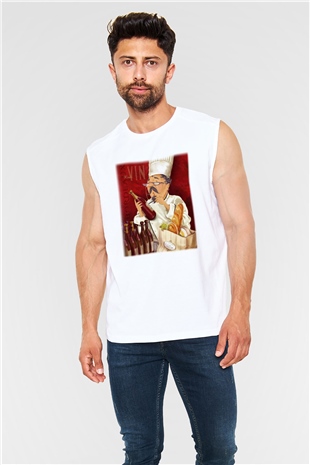 Aşçı Beyaz Unisex Kolsuz Tişört