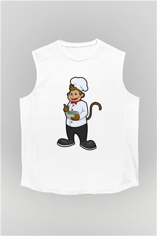 Aşçı Beyaz Unisex Kolsuz Tişört