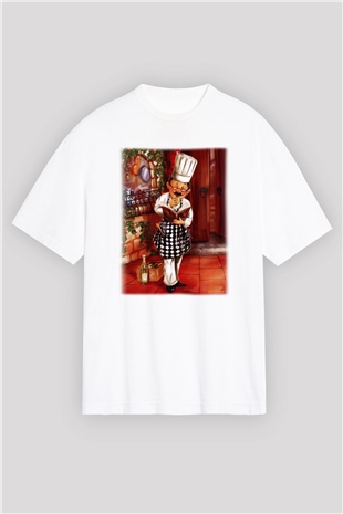 Aşçı Beyaz Unisex Oversize Tişört T-Shirt
