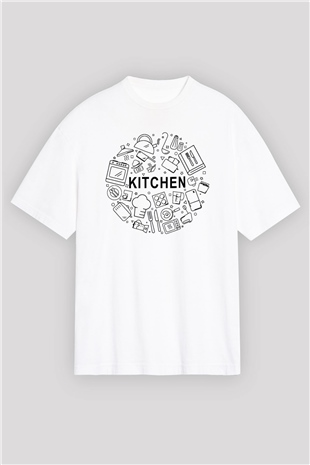 Aşçı Beyaz Unisex Oversize Tişört T-Shirt