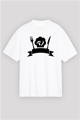 Aşçı Beyaz Unisex Oversize Tişört T-Shirt