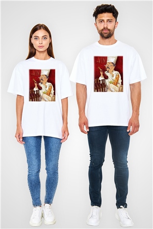 Aşçı Beyaz Unisex Oversize Tişört T-Shirt