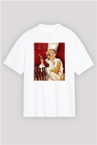 Aşçı Beyaz Unisex Oversize Tişört T-Shirt