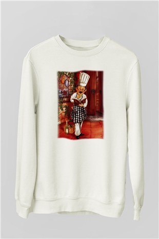 Aşçı Beyaz Unisex Sweatshirt