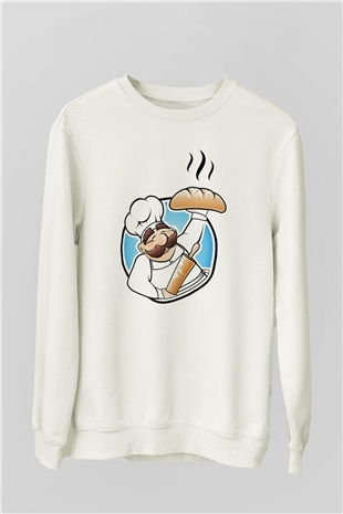 Aşçı Beyaz Unisex Sweatshirt
