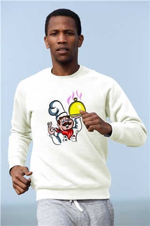Aşçı Beyaz Unisex Sweatshirt