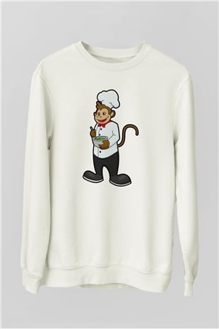 Aşçı Beyaz Unisex Sweatshirt