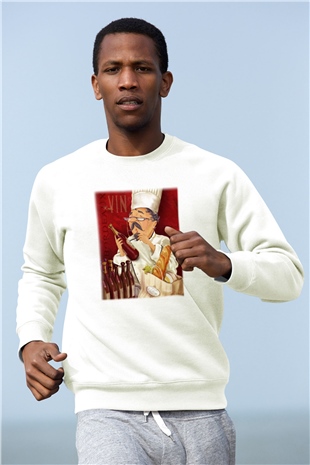 Aşçı Beyaz Unisex Sweatshirt
