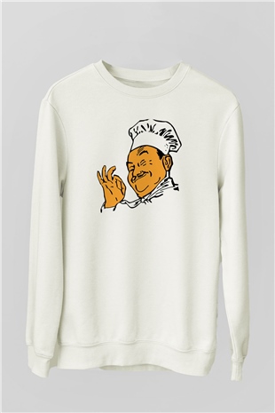 Aşçı Beyaz Unisex Sweatshirt