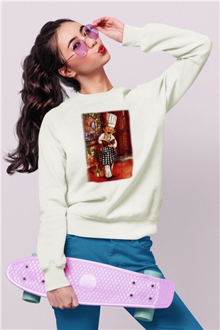 Aşçı Beyaz Unisex Sweatshirt