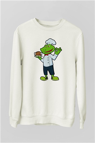 Aşçı Beyaz Unisex Sweatshirt