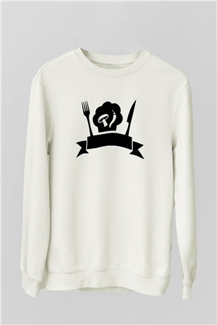 Aşçı Beyaz Unisex Sweatshirt