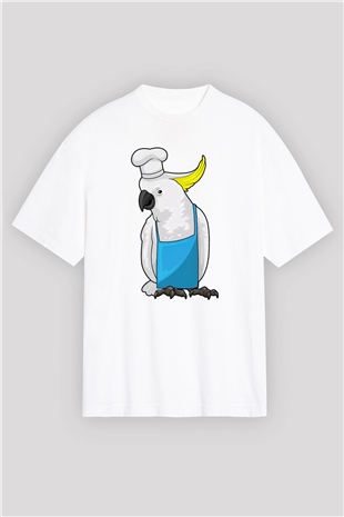 Aşçı Beyaz Oversize Tişört Oversize T-shirt - TişörtFabrikası