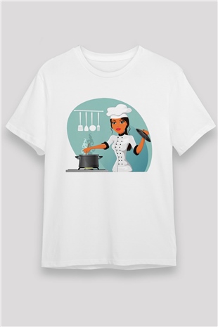 Aşçı Beyaz Unisex Tişört T-Shirt - TişörtFabrikası
