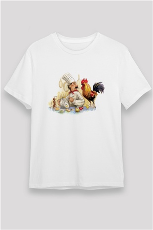 Aşçı Beyaz Unisex Tişört T-Shirt - TişörtFabrikası