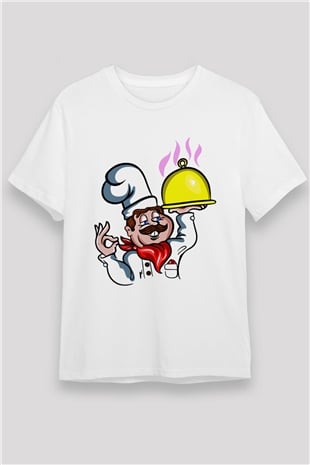 Aşçı Beyaz Unisex Tişört T-Shirt - TişörtFabrikası