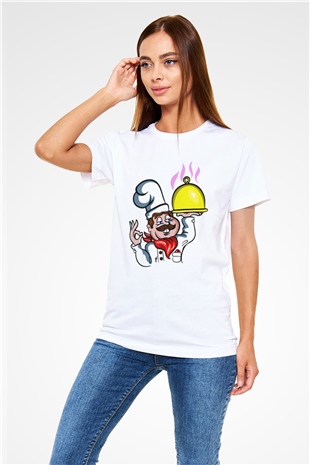 Aşçı Beyaz Unisex Tişört T-Shirt - TişörtFabrikası