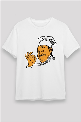 Aşçı Beyaz Unisex Tişört T-Shirt - TişörtFabrikası