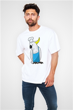 Aşçı Beyaz Oversize Tişört Oversize T-shirt - TişörtFabrikası