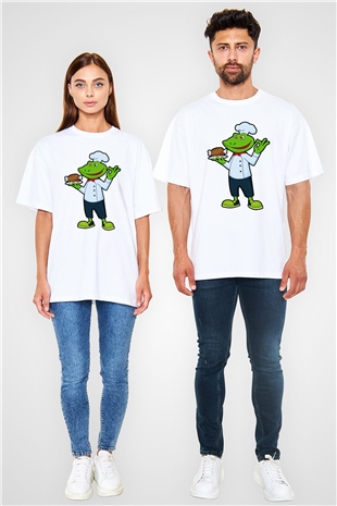 Aşçı Beyaz Oversize Tişört Oversize T-shirt - TişörtFabrikası