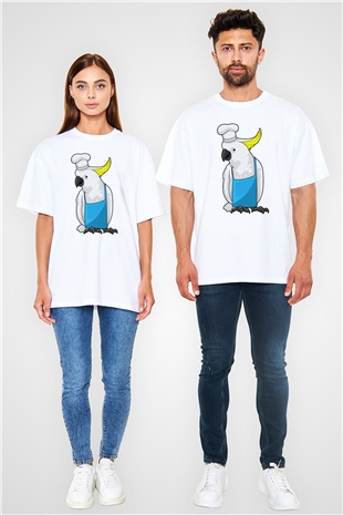 Aşçı Beyaz Oversize Tişört Oversize T-shirt - TişörtFabrikası