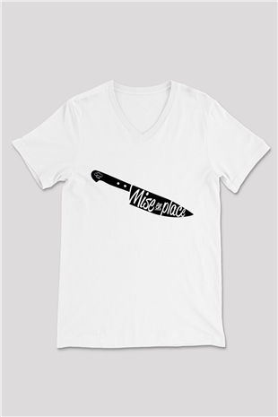 Aşçı Beyaz Unisex V Yaka Tişört
