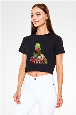 Aşçı Siyah Crop Top Tişört