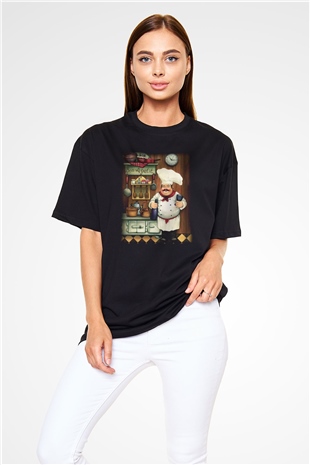 Aşçı Siyah Unisex Oversize Tişört T-Shirt