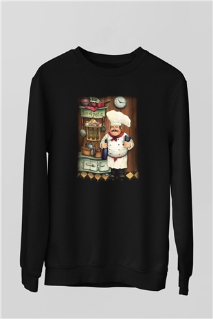 Aşçı Siyah Unisex Sweatshirt