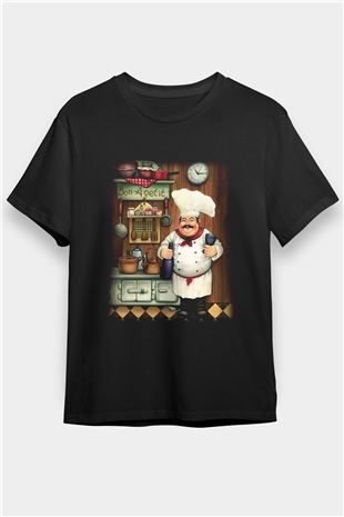 Aşçı Siyah Unisex Tişört T-Shirt - TişörtFabrikası