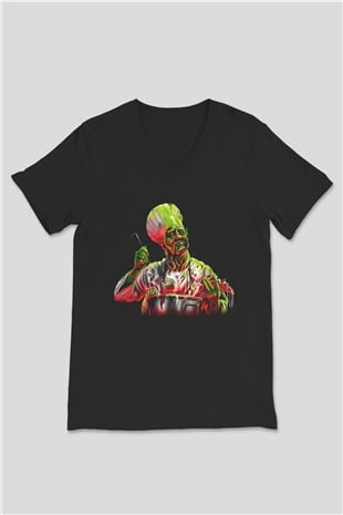 Aşçı Siyah Unisex V Yaka Tişört T-Shirt