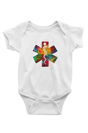 Asclepius Baskılı Beyaz Bebek Body - Zıbın