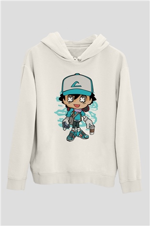 Ash Street Style Baskılı Unisex Beyaz Hoodie