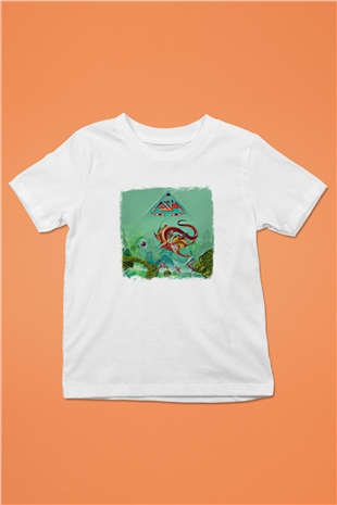 Asia Baskılı Unisex Beyaz Çocuk Tişört