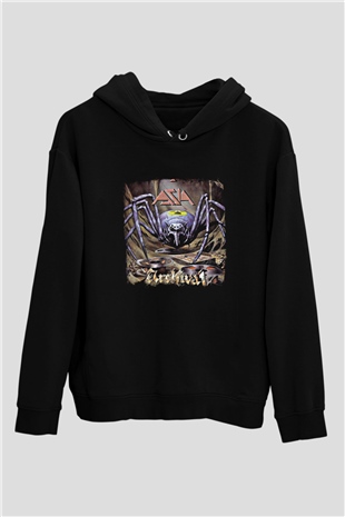 Asia Baskılı Unisex Siyah Hoodie
