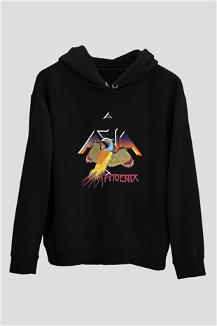 Asia Baskılı Unisex Siyah Hoodie