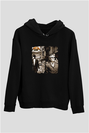Asia Baskılı Unisex Siyah Hoodie