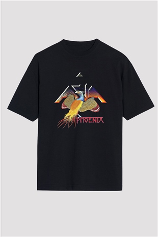 Asia Baskılı Unisex Siyah Oversize Tişört