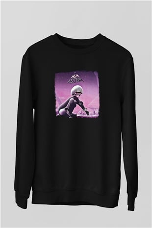 Asia Baskılı Unisex Siyah Sweatshirt