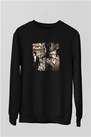 Asia Baskılı Unisex Siyah Sweatshirt