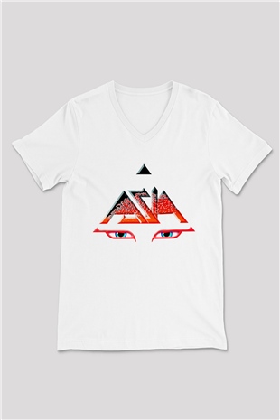 Asia Beyaz Unisex V Yaka Tişört T-Shirt