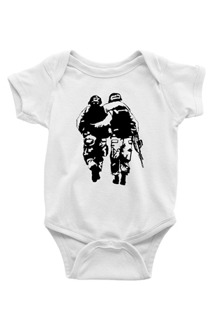 Asker Baskılı Beyaz Unisex Bebek Body - Zıbın
