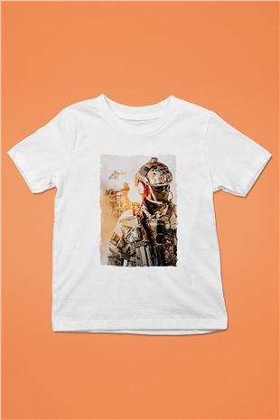 Asker Beyaz Unisex Çocuk Tişört