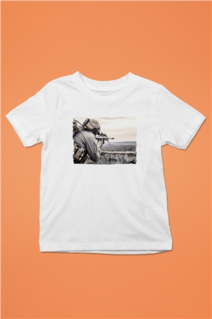 Asker Beyaz Unisex Çocuk Tişört