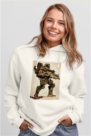 Asker Beyaz Unisex Hoodie