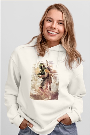 Asker Beyaz Unisex Kapüşonlu Sweatshirt