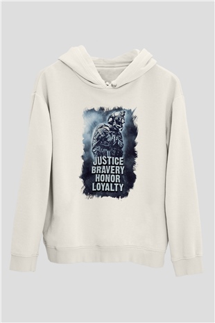 Asker Beyaz Unisex Kapüşonlu Sweatshirt